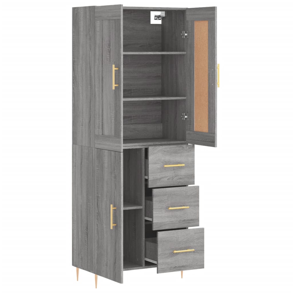 vidaXL Ντουλάπι Γκρι Sonoma 69,5 x 34 x 180 εκ. Επεξεργασμένο Ξύλο