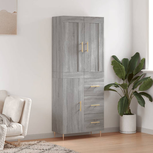 vidaXL Ντουλάπι Γκρι Sonoma 69,5 x 34 x 180 εκ. Επεξεργασμένο Ξύλο