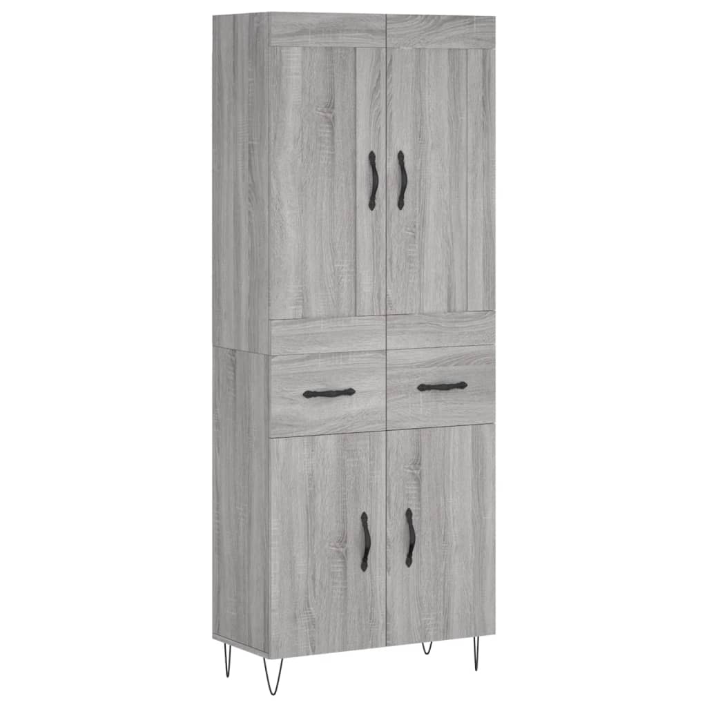 vidaXL Ντουλάπι Γκρι Sonoma 69,5 x 34 x 180 εκ. Επεξεργασμένο Ξύλο