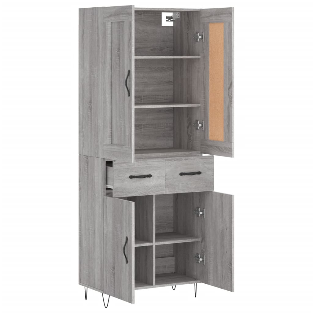 vidaXL Ντουλάπι Γκρι Sonoma 69,5 x 34 x 180 εκ. Επεξεργασμένο Ξύλο
