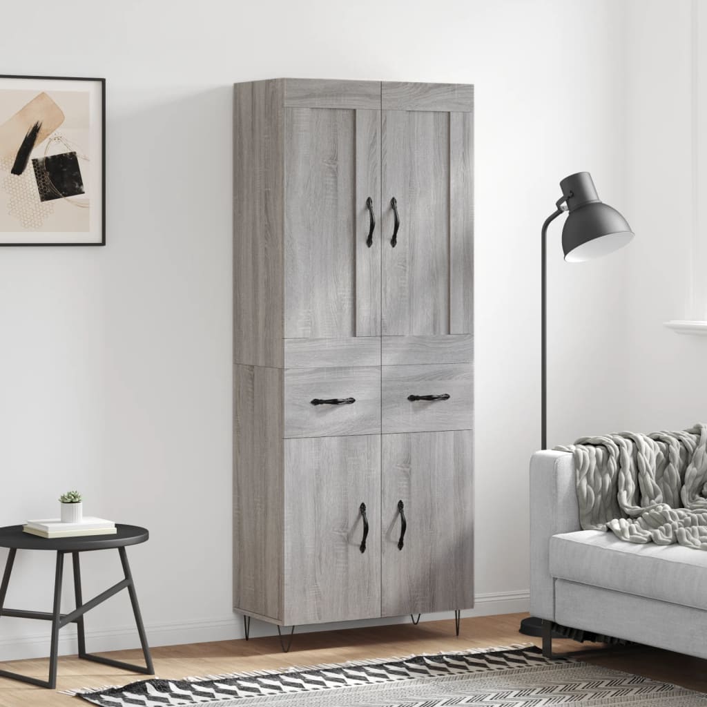 vidaXL Ντουλάπι Γκρι Sonoma 69,5 x 34 x 180 εκ. Επεξεργασμένο Ξύλο