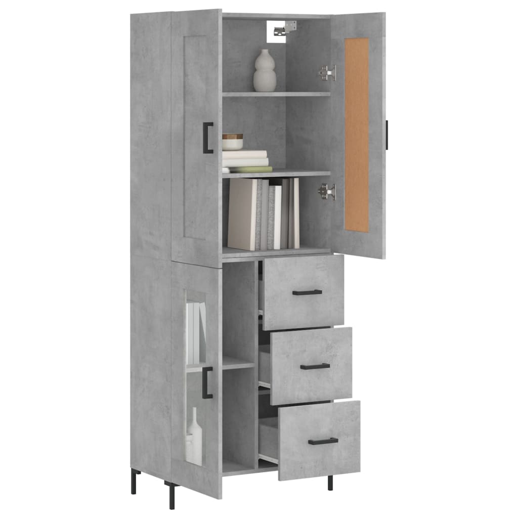 vidaXL Ντουλάπι Γκρι Σκυροδέματος 69,5x34x180 εκ. Επεξεργασμένο Ξύλο