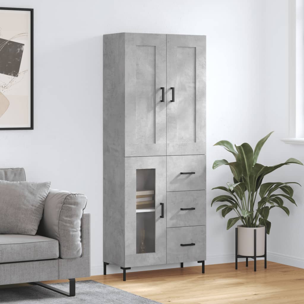 vidaXL Ντουλάπι Γκρι Σκυροδέματος 69,5x34x180 εκ. Επεξεργασμένο Ξύλο