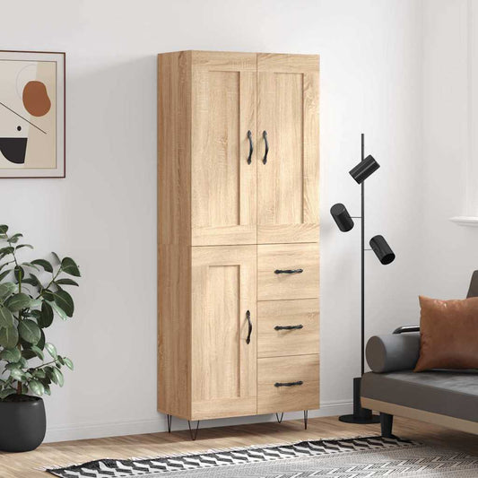 vidaXL Ντουλάπι Sonoma δρυς 69,5 x 34 x 180 εκ. από Επεξεργασμένο Ξύλο