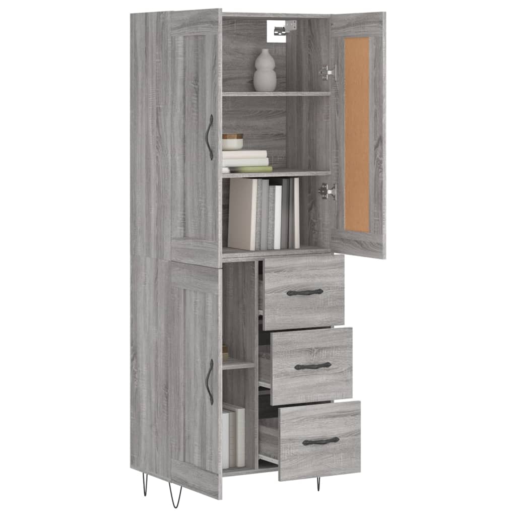 vidaXL Ντουλάπι Γκρι Sonoma 69,5 x 34 x 180 εκ. Επεξεργασμένο Ξύλο