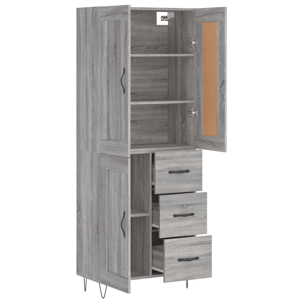 vidaXL Ντουλάπι Γκρι Sonoma 69,5 x 34 x 180 εκ. Επεξεργασμένο Ξύλο