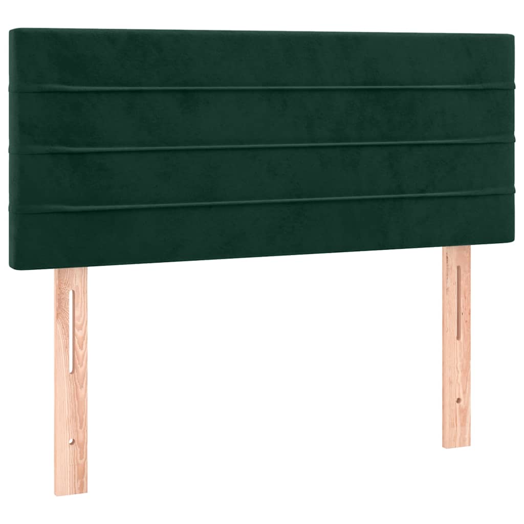 vidaXL Κρεβάτι Boxspring με Στρώμα Σκούρο Πράσινο 90x200 εκ. Βελούδινο