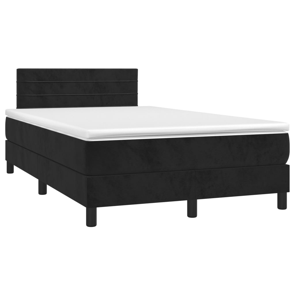 vidaXL Κρεβάτι Boxspring με Στρώμα Μαύρο 120 x 200 εκ. Βελούδινο