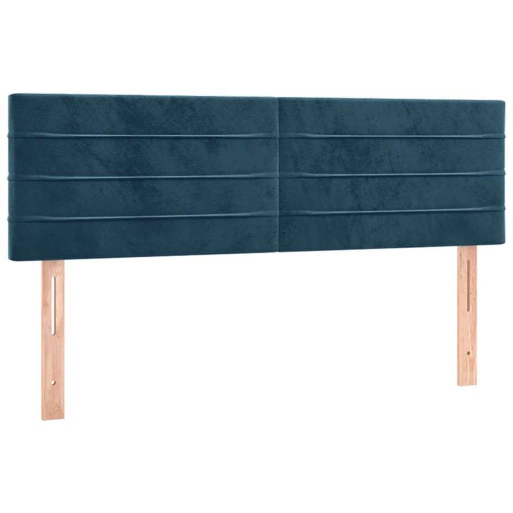 vidaXL Κρεβάτι Boxspring με Στρώμα Σκούρο Μπλε 140x190 εκ. Βελούδινο
