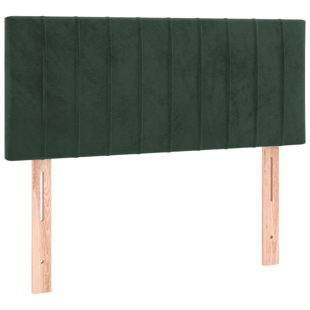vidaXL Κρεβάτι Boxspring με Στρώμα Σκούρο Πράσινο 90x200 εκ. Βελούδινο