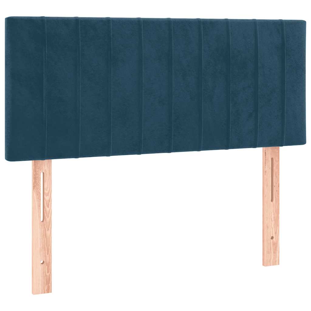 vidaXL Κρεβάτι Boxspring με Στρώμα Σκούρο Μπλε 90x200 εκ. Βελούδινο