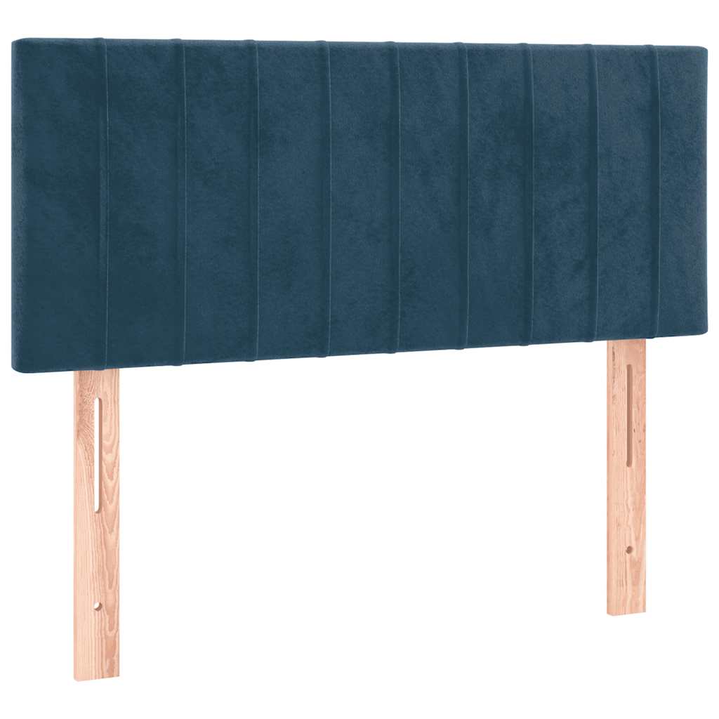 vidaXL Κρεβάτι Boxspring με Στρώμα Σκούρο Μπλε 100x200 εκ. Βελούδινο