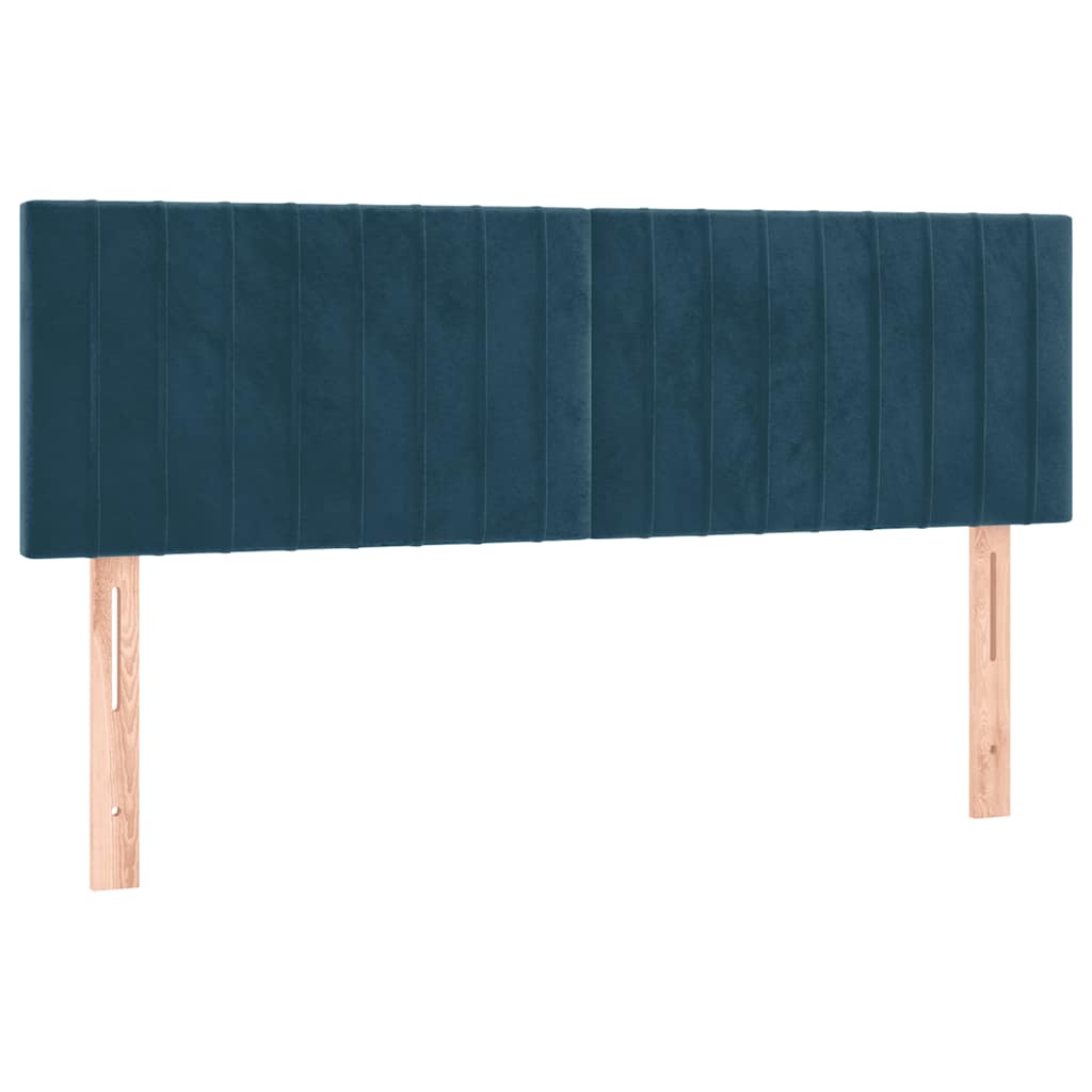 vidaXL Κρεβάτι Boxspring με Στρώμα Σκούρο Μπλε 140x190 εκ. Βελούδινο
