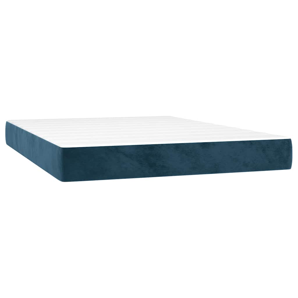 vidaXL Κρεβάτι Boxspring με Στρώμα Σκούρο Μπλε 140x200 εκ. Βελούδινο