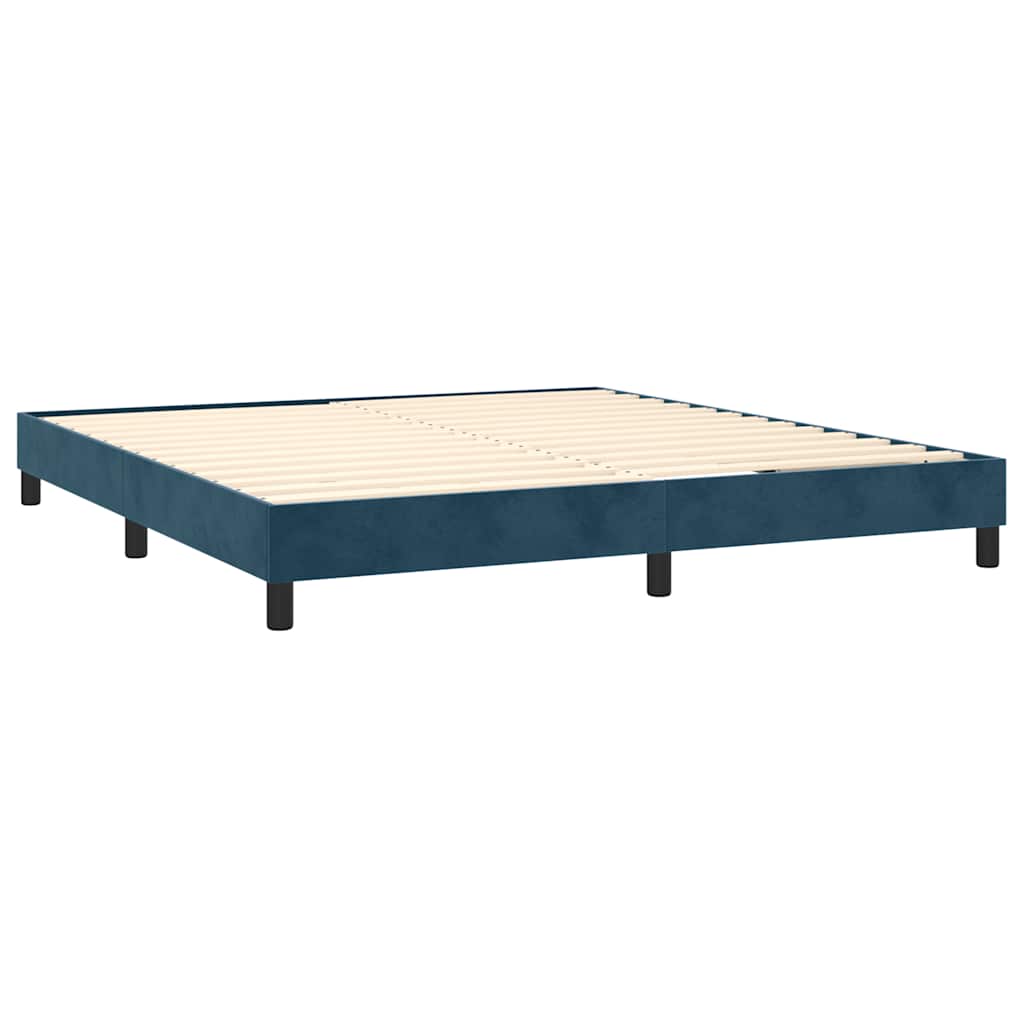 vidaXL Κρεβάτι Boxspring με Στρώμα Σκούρο Μπλε 160x200 εκ. Βελούδινο
