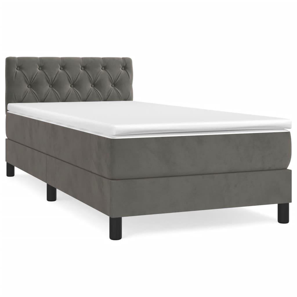 vidaXL Κρεβάτι Boxspring με Στρώμα Σκούρο Γκρι 80x200 εκ. Βελούδινο