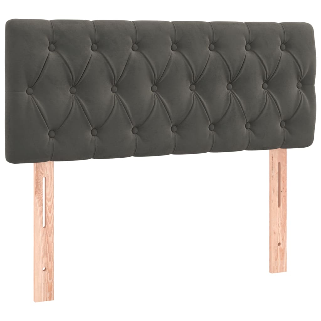 vidaXL Κρεβάτι Boxspring με Στρώμα Σκούρο Γκρι 90x200 εκ. Βελούδινο