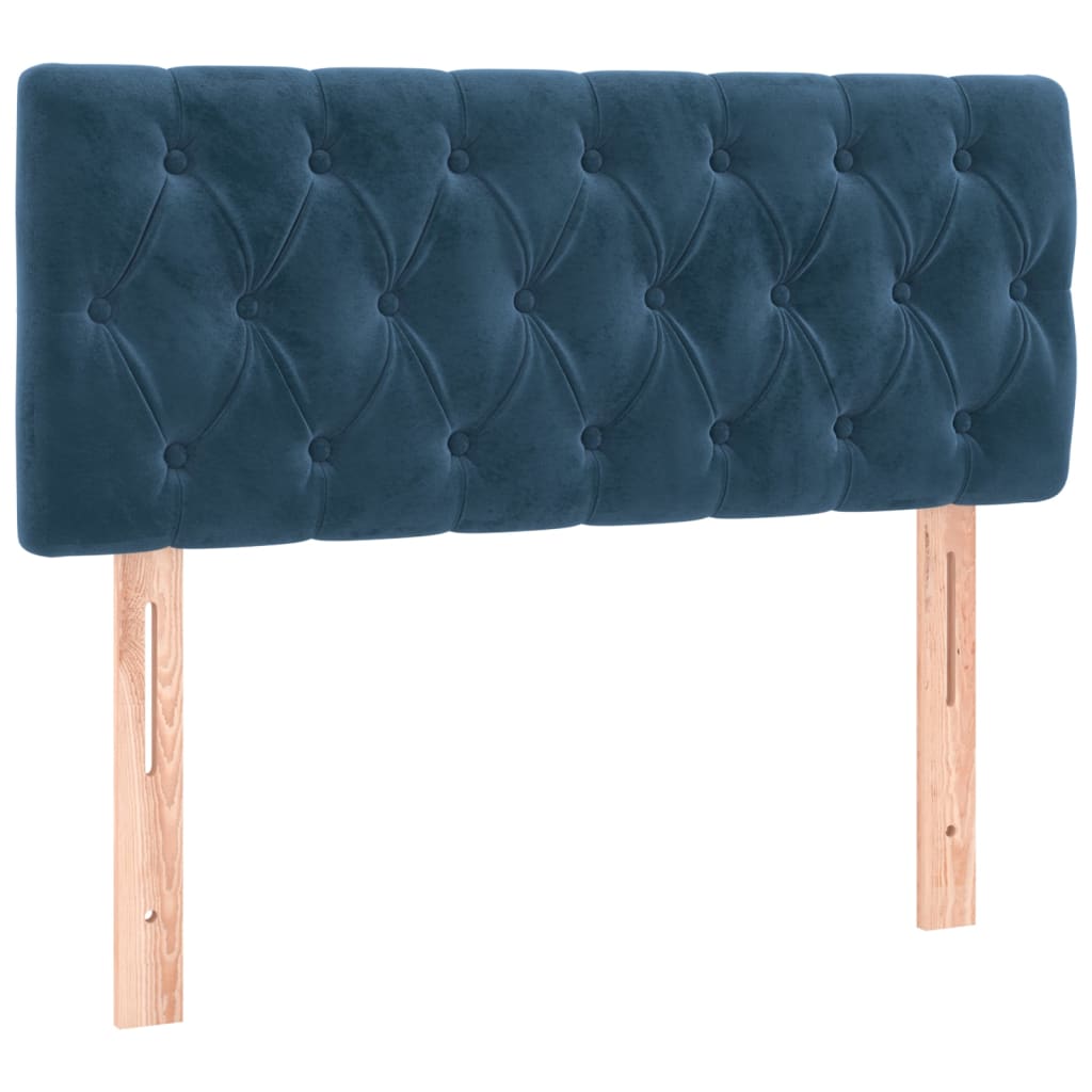 vidaXL Κρεβάτι Boxspring με Στρώμα Σκούρο Μπλε 90x200 εκ. Βελούδινο