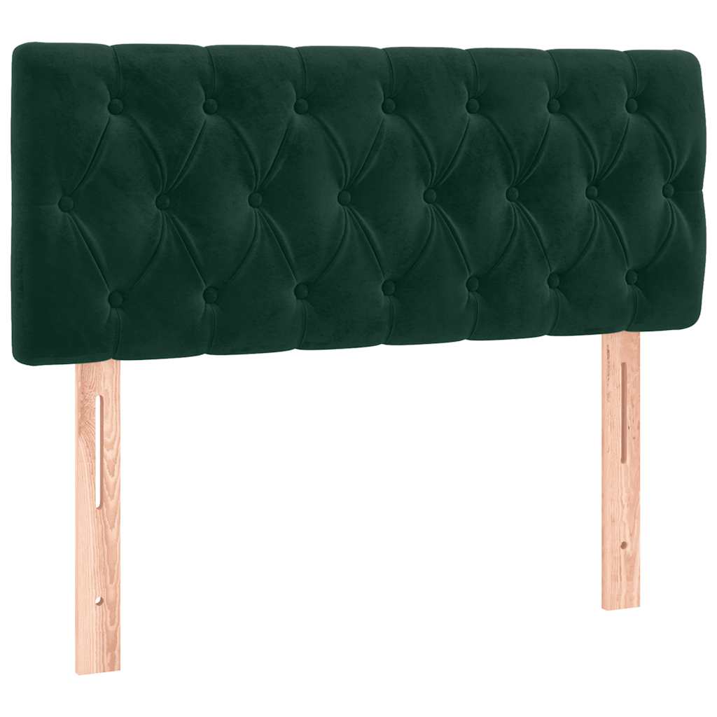 vidaXL Κρεβάτι Boxspring με Στρώμα Σκούρο Πράσινο 100x200εκ. Βελούδινο
