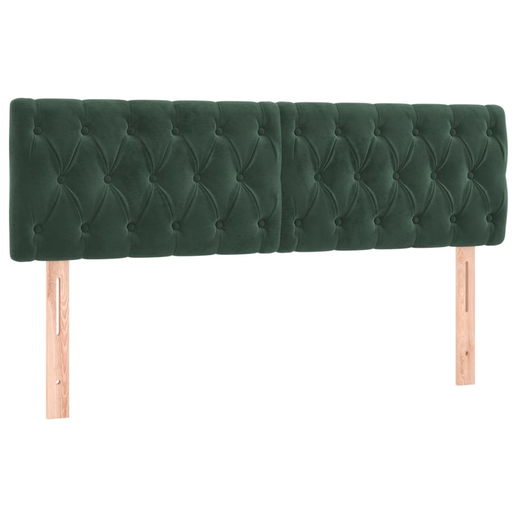 vidaXL Κρεβάτι Boxspring με Στρώμα Σκούρο Πράσινο 140x190εκ. Βελούδινο