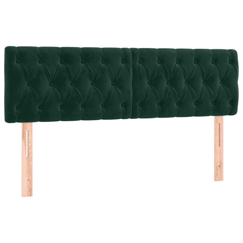 vidaXL Κρεβάτι Boxspring με Στρώμα Σκούρο Πράσινο 140x190εκ. Βελούδινο