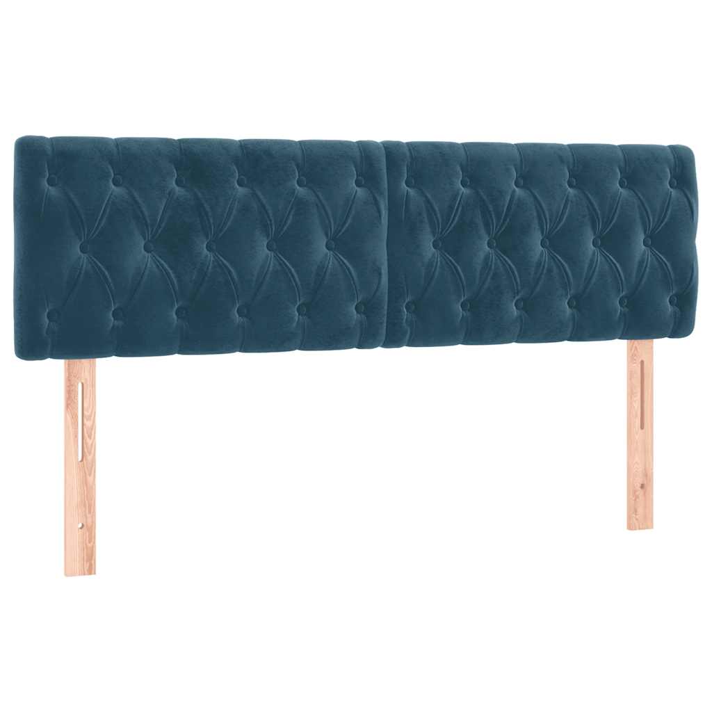 vidaXL Κρεβάτι Boxspring με Στρώμα Σκούρο Μπλε 140x190 εκ. Βελούδινο