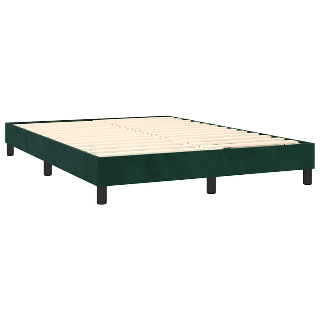 vidaXL Κρεβάτι Boxspring με Στρώμα Σκούρο Πράσινο 140x200εκ. Βελούδινο