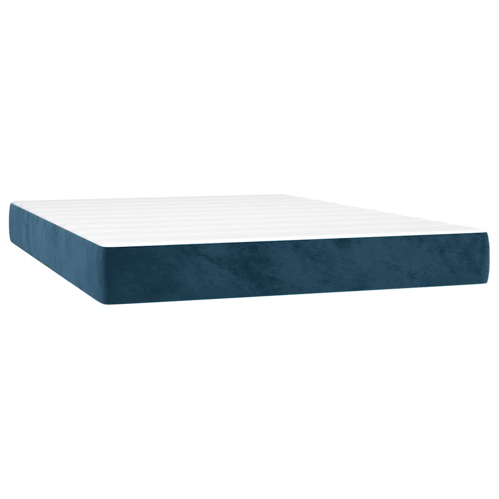 vidaXL Κρεβάτι Boxspring με Στρώμα Σκούρο Μπλε 140x200 εκ. Βελούδινο