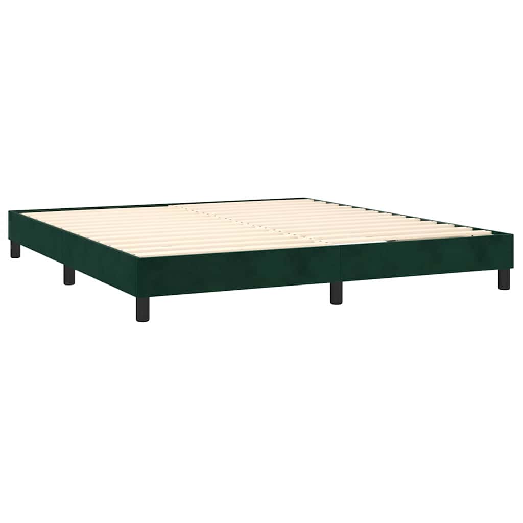 vidaXL Κρεβάτι Boxspring με Στρώμα Σκούρο Πράσινο 160x200εκ. Βελούδινο
