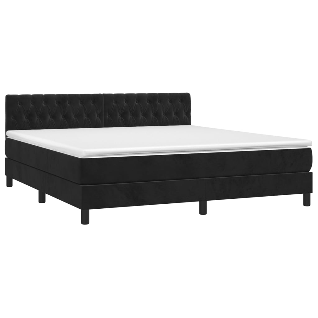 vidaXL Κρεβάτι Boxspring με Στρώμα Μαύρο 180x200 εκ. Βελούδινο