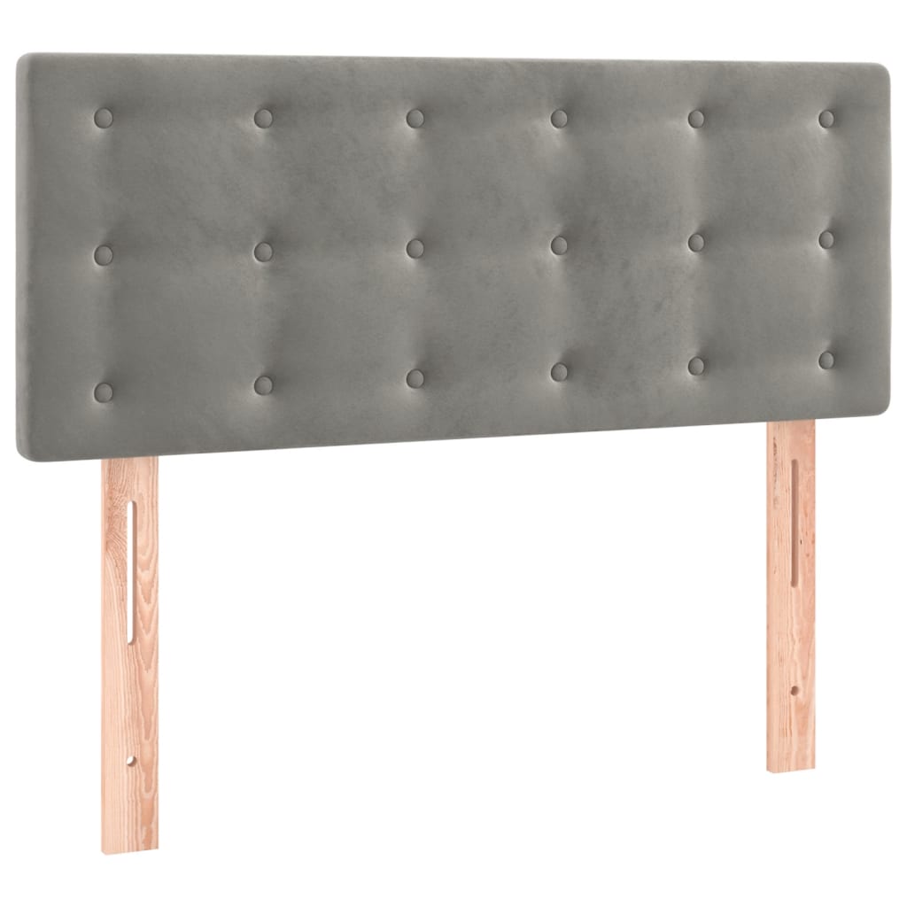 vidaXL Κρεβάτι Boxspring με Στρώμα Ανοιχτό Γκρι 90x190 εκ. Βελούδινο