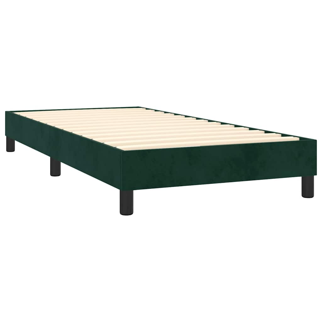 vidaXL Κρεβάτι Boxspring με Στρώμα Σκούρο Πράσινο 90x190 εκ. Βελούδινο