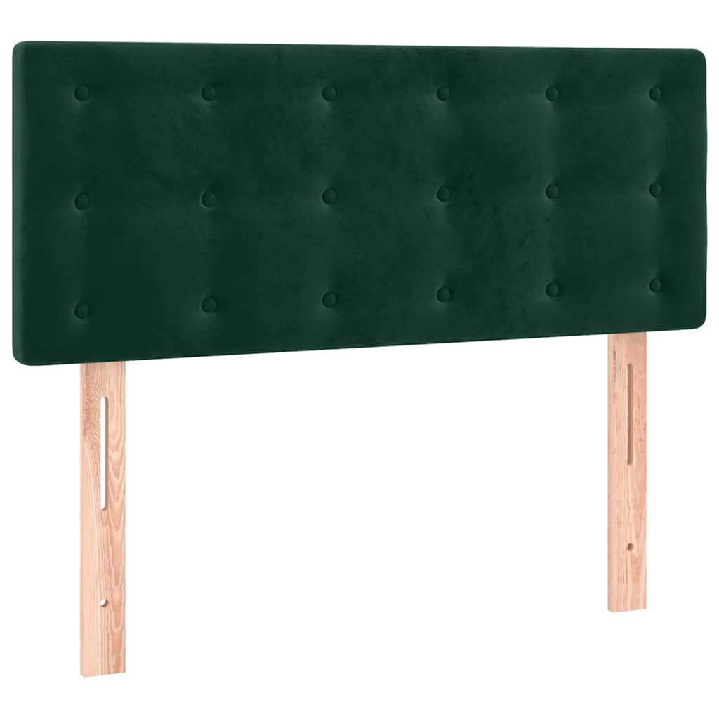 vidaXL Κρεβάτι Boxspring με Στρώμα Σκούρο Πράσινο 90x200 εκ. Βελούδινο