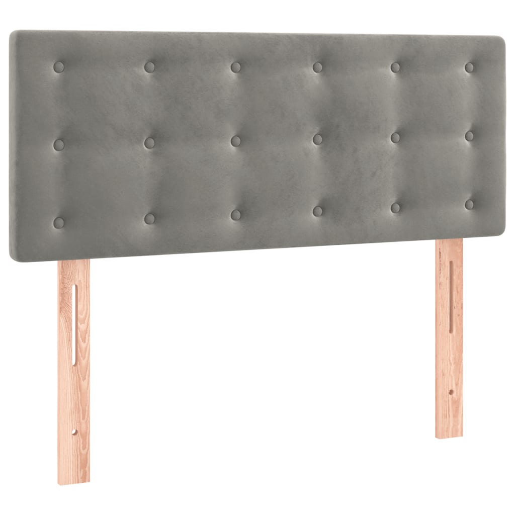 vidaXL Κρεβάτι Boxspring με Στρώμα Ανοιχτό Γκρι 100x200 εκ. Βελούδινο