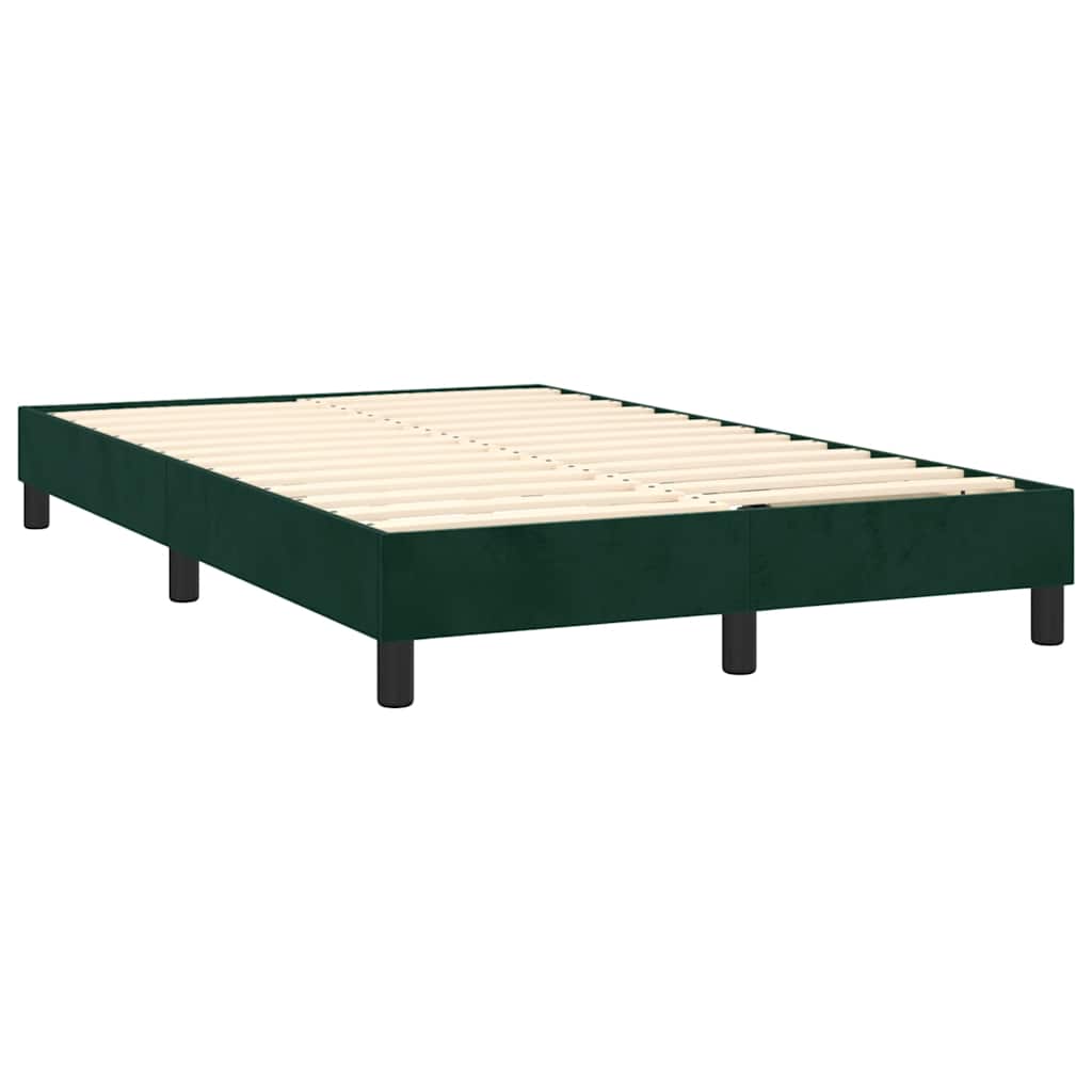 vidaXL Κρεβάτι Boxspring με Στρώμα Σκούρο Πράσινο 120x200εκ. Βελούδινο