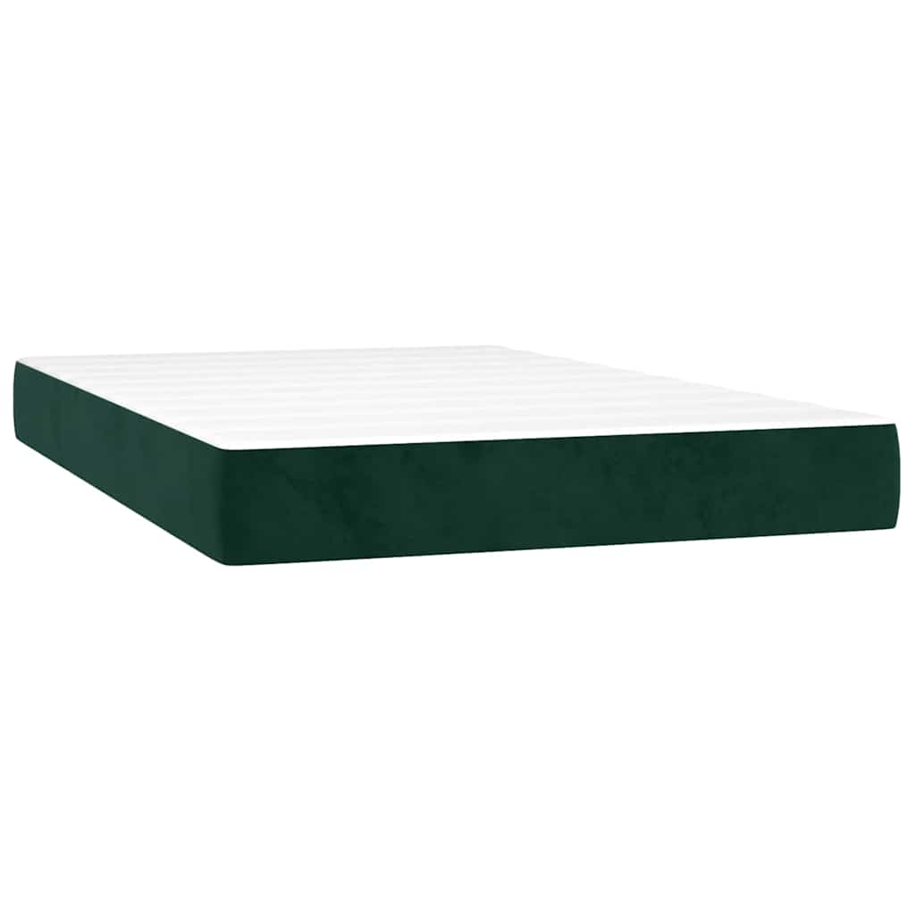 vidaXL Κρεβάτι Boxspring με Στρώμα Σκούρο Πράσινο 120x200εκ. Βελούδινο