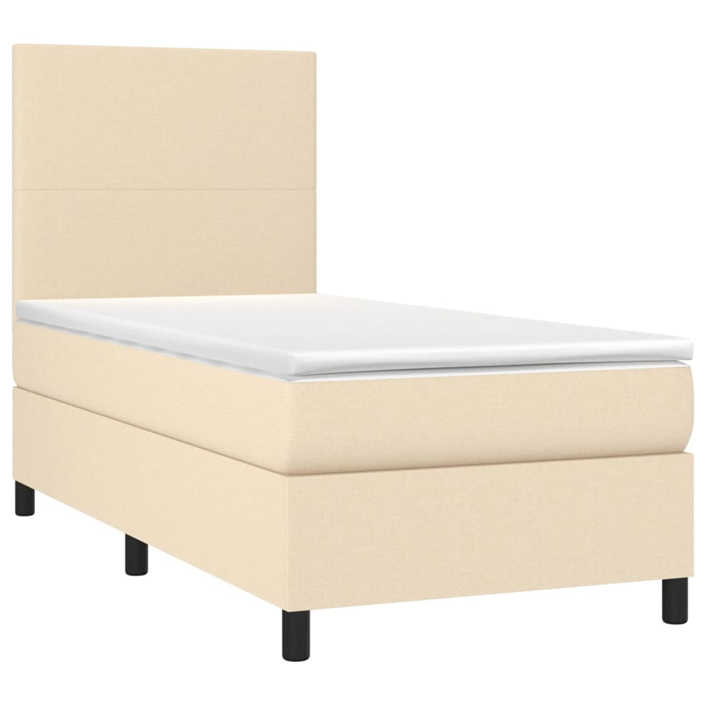 vidaXL Κρεβάτι Boxspring με Στρώμα Κρεμ 100 x 200 εκ. Υφασμάτινο