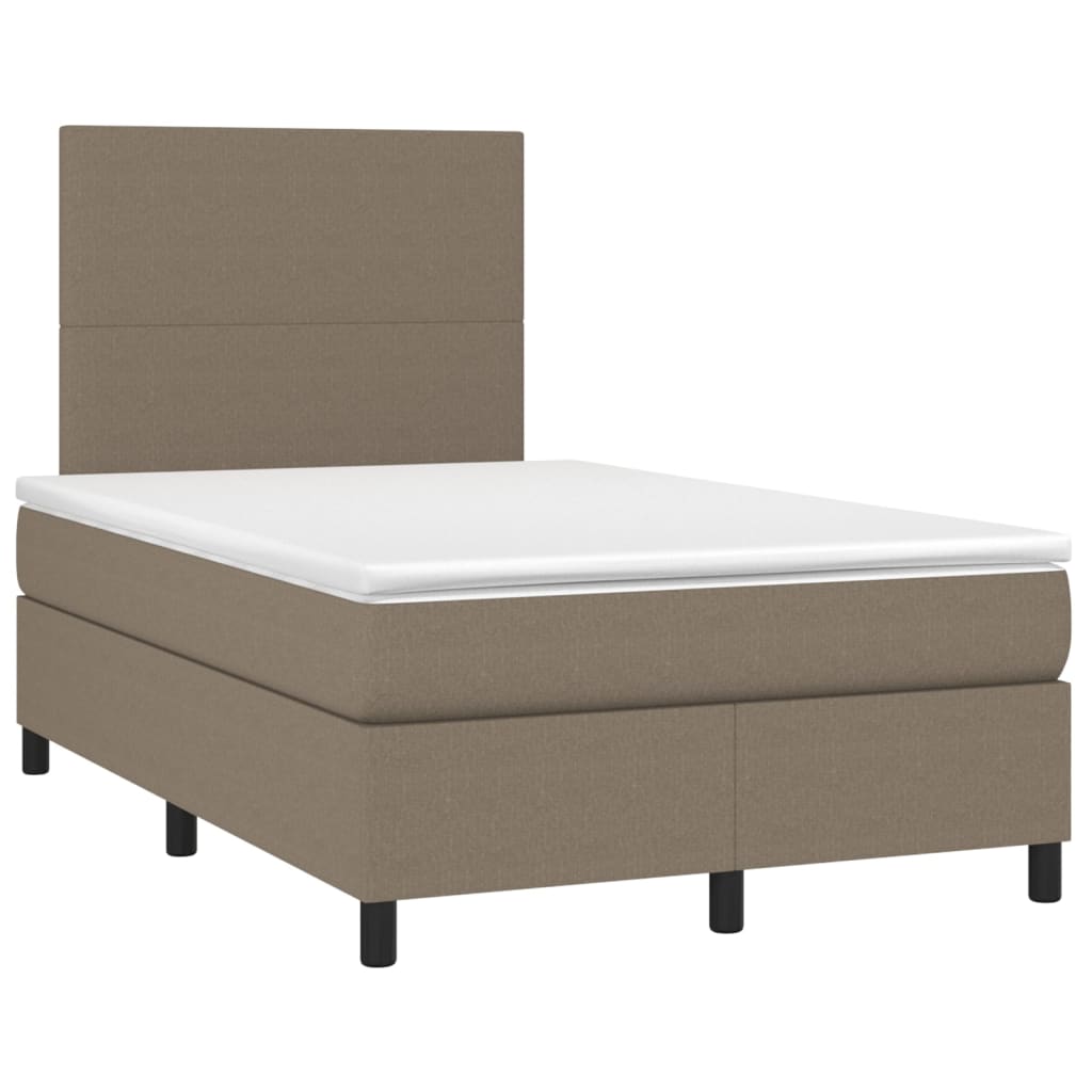 vidaXL Κρεβάτι Boxspring με Στρώμα Taupe 120x200 εκ. Υφασμάτινο