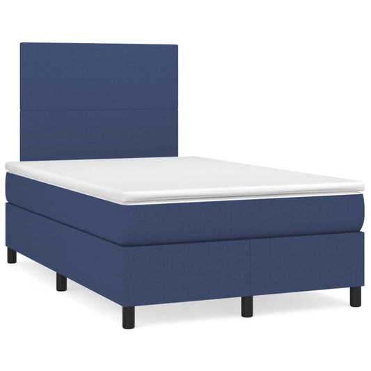 vidaXL Κρεβάτι Boxspring με Στρώμα Μπλε 120x200 εκ. Υφασμάτινο