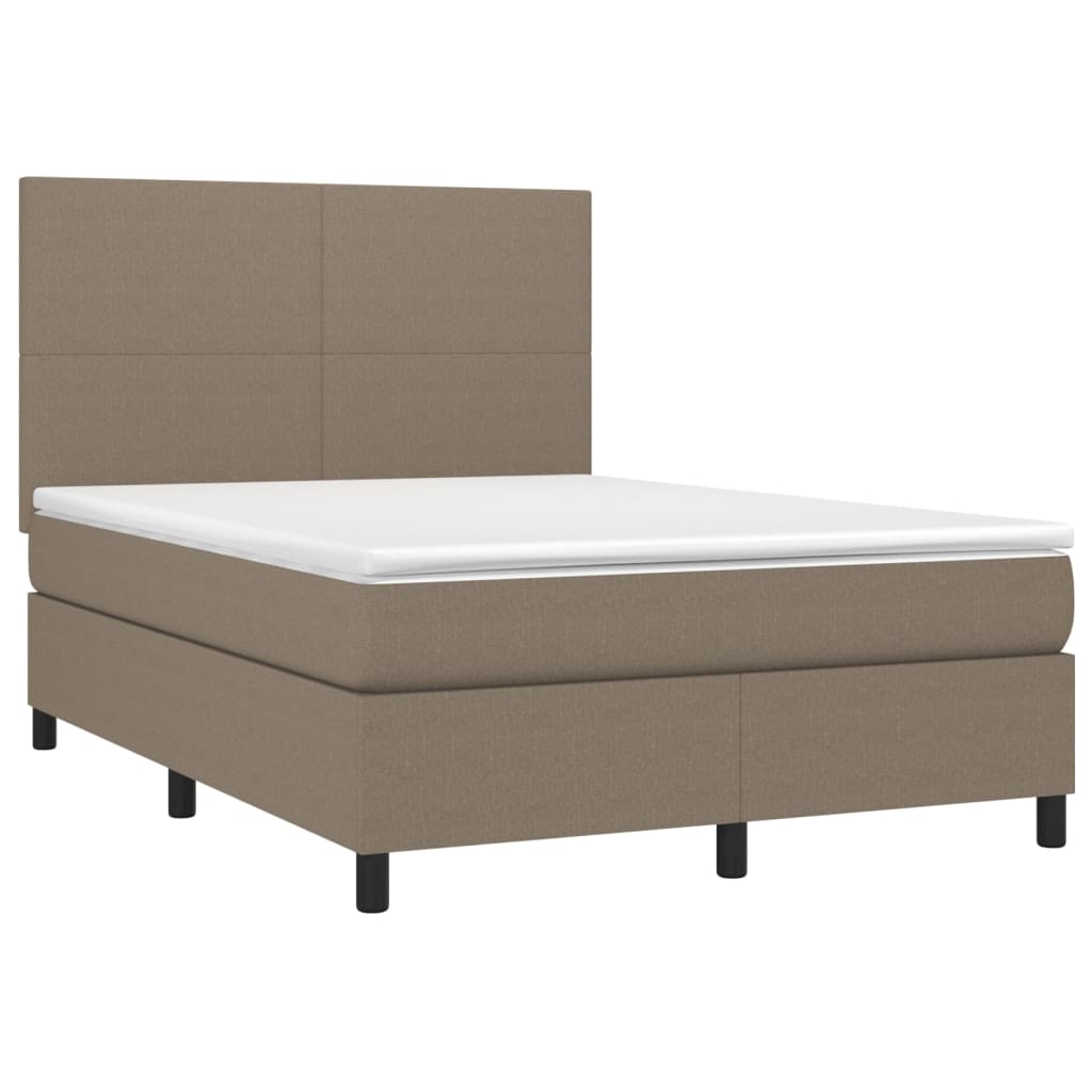 vidaXL Κρεβάτι Boxspring με Στρώμα Taupe 140x200 εκ. Υφασμάτινο