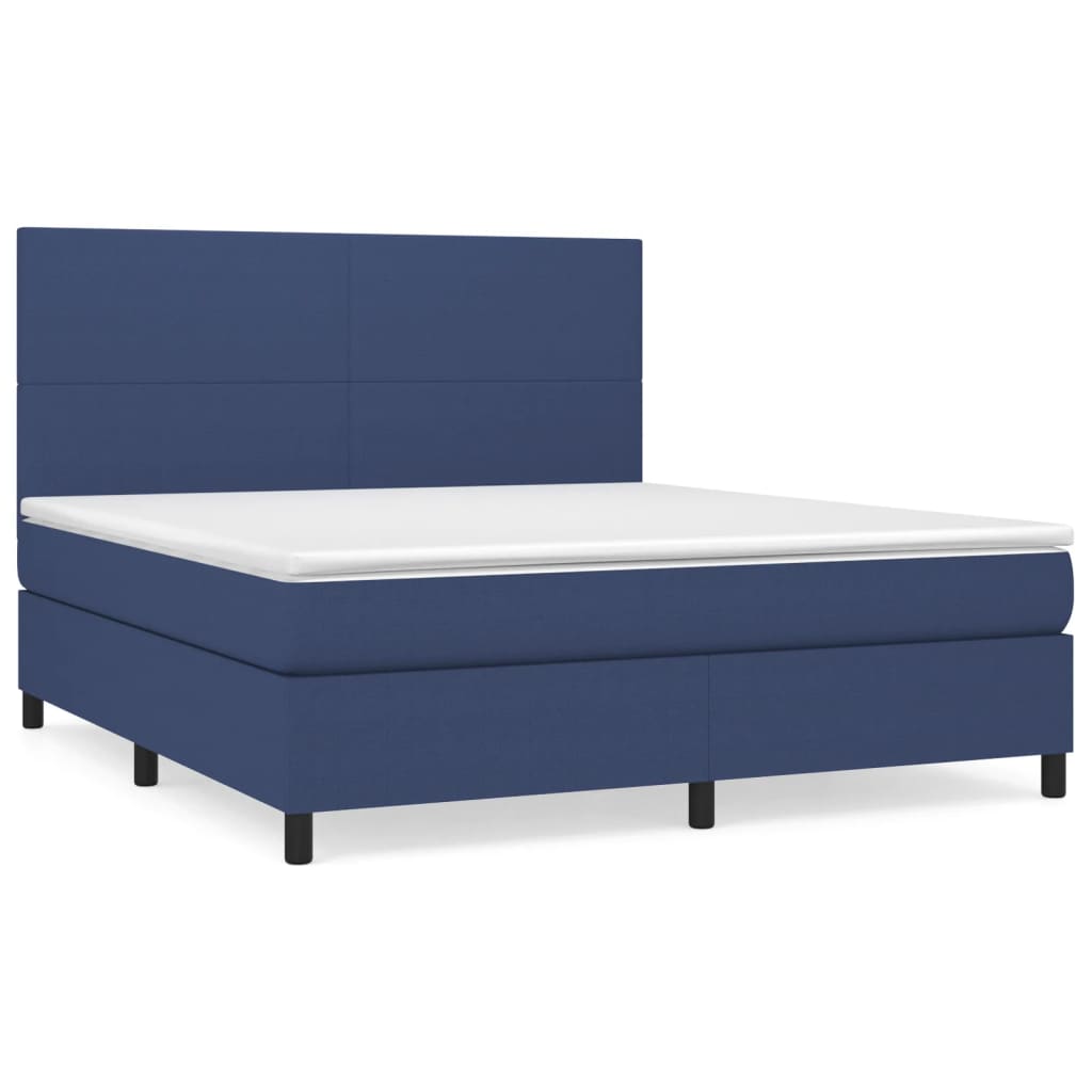 vidaXL Κρεβάτι Boxspring με Στρώμα Μπλε 160x200 εκ. Υφασμάτινο
