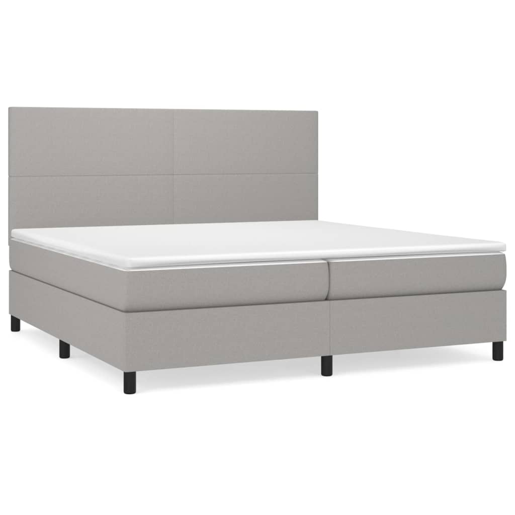 vidaXL Κρεβάτι Boxspring με Στρώμα Ανοιχτό Γκρι 200x200 εκ. Υφασμάτινο