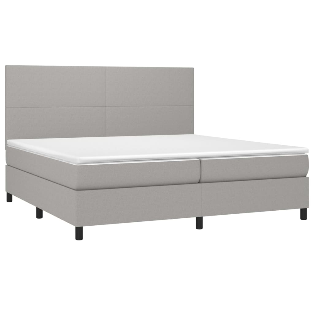 vidaXL Κρεβάτι Boxspring με Στρώμα Ανοιχτό Γκρι 200x200 εκ. Υφασμάτινο