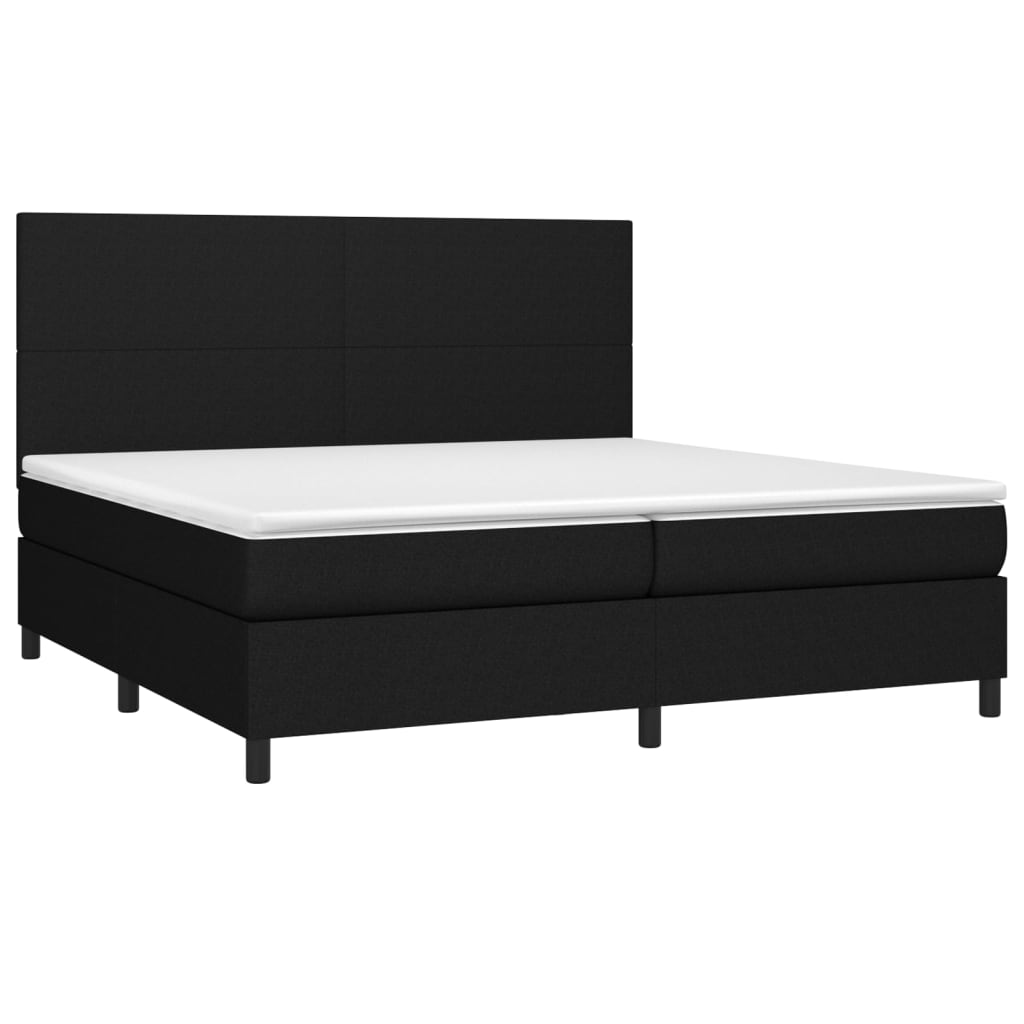 vidaXL Κρεβάτι Boxspring με Στρώμα Μαύρο 200x200 εκ. Υφασμάτινο