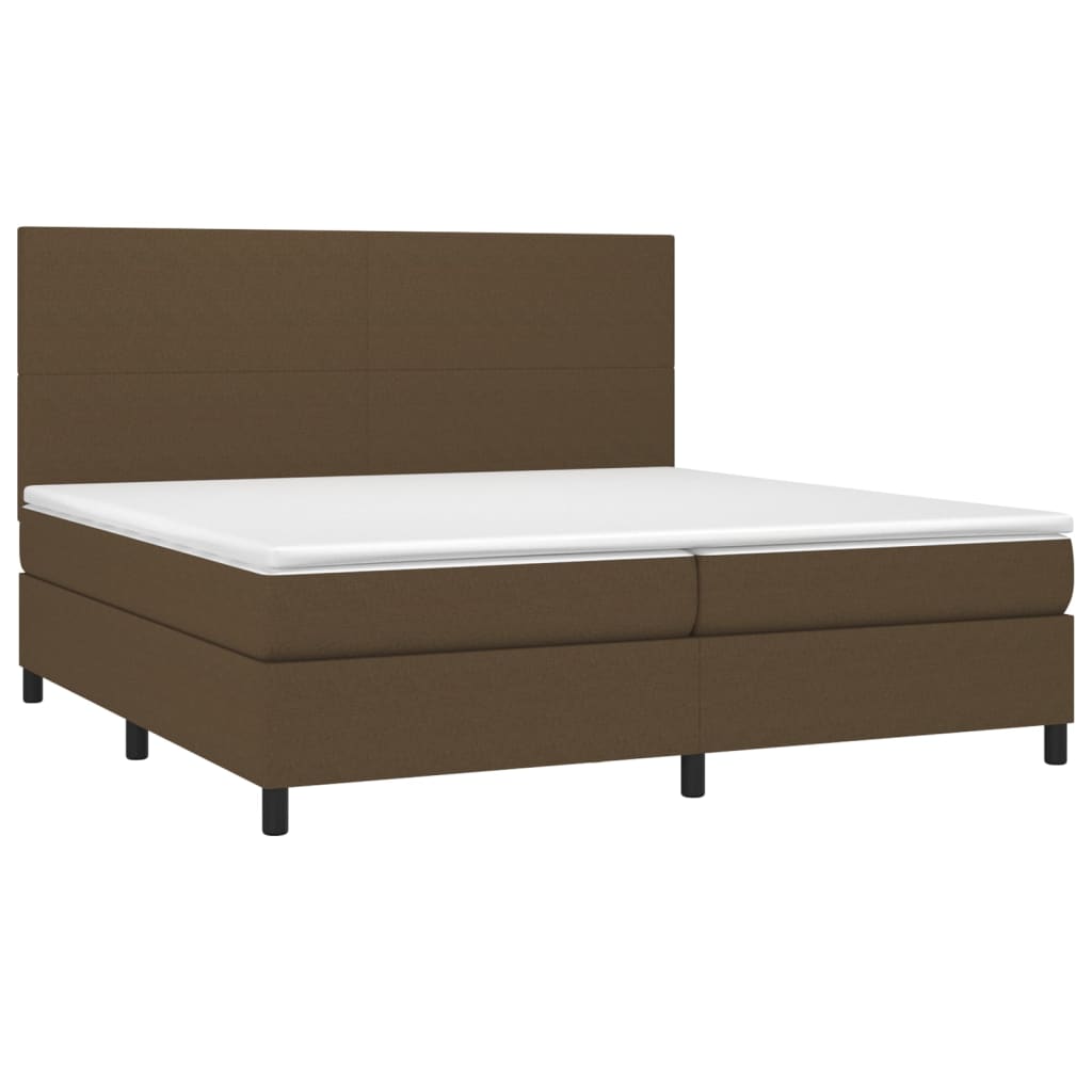 vidaXL Κρεβάτι Boxspring με Στρώμα Σκούρο Καφέ 200x200 εκ. Υφασμάτινο