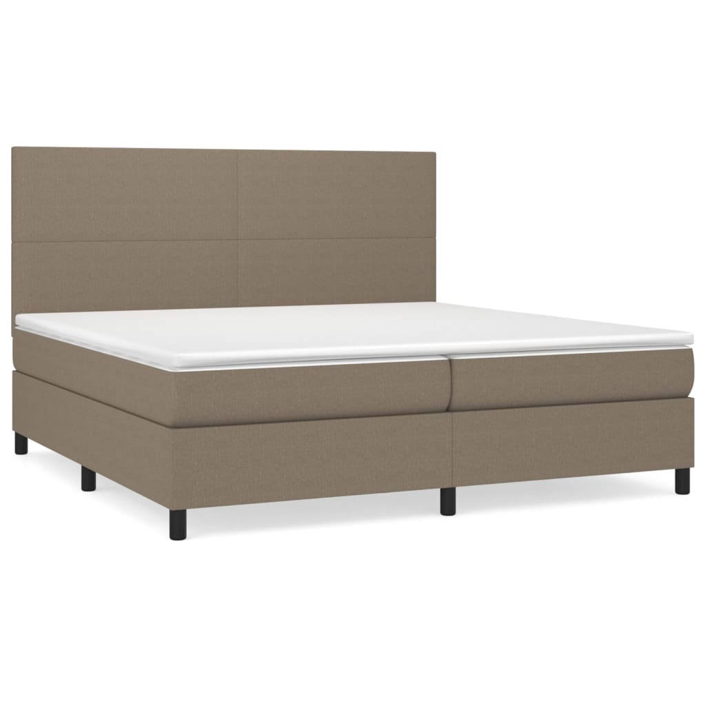 vidaXL Κρεβάτι Boxspring με Στρώμα Taupe 200x200 εκ. Υφασμάτινο
