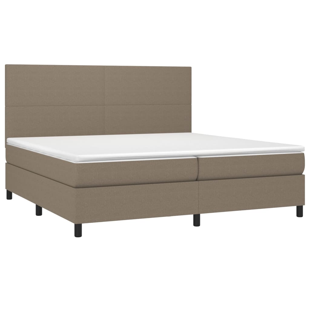 vidaXL Κρεβάτι Boxspring με Στρώμα Taupe 200x200 εκ. Υφασμάτινο