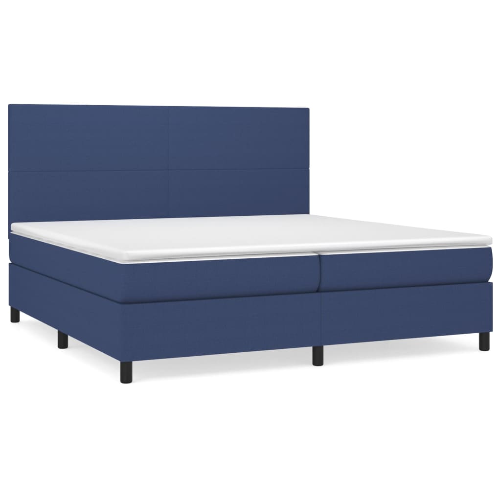 vidaXL Κρεβάτι Boxspring με Στρώμα Μπλε 200x200 εκ. Υφασμάτινο