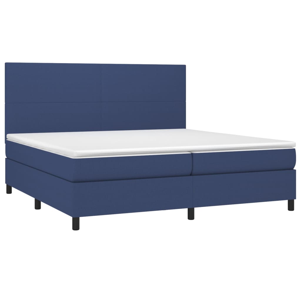 vidaXL Κρεβάτι Boxspring με Στρώμα Μπλε 200x200 εκ. Υφασμάτινο