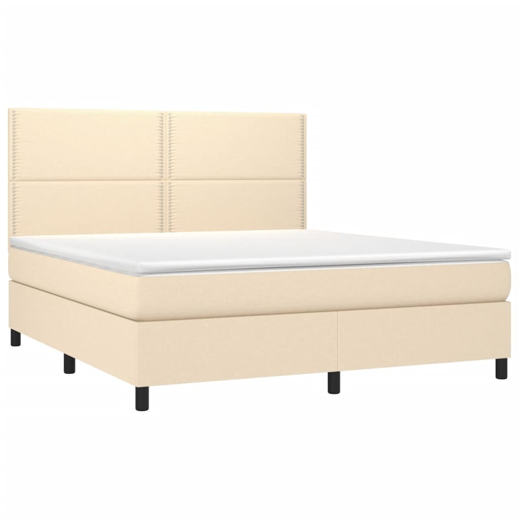 vidaXL Κρεβάτι Boxspring με Στρώμα Κρεμ 180x200 εκ. Υφασμάτινο